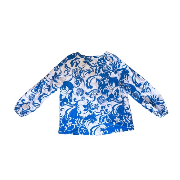 SET (top and pants)  - Zara Blue and White Floral Linen Blend  - Size M - Picture 6 of 6